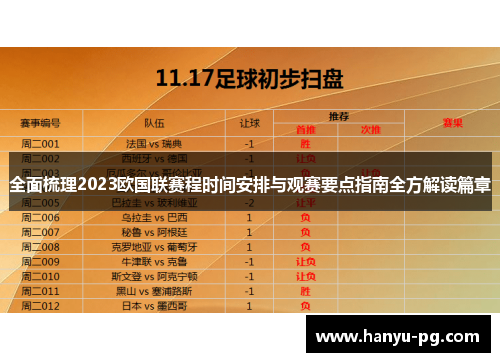 全面梳理2023欧国联赛程时间安排与观赛要点指南全方解读篇章